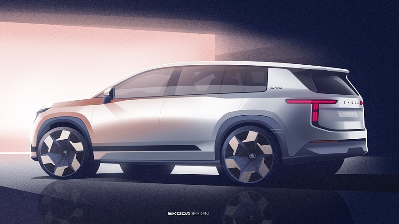 Флагманский трёхрядный кроссовер Skoda Peaq: официальные скетчи и дата премьеры